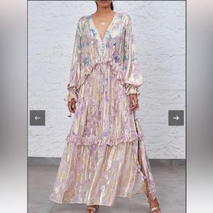Hemant and Nandita Sahar Kaftan Dress in Pastel Multi Size XS